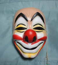 Vintage Halloween Clown Mask Made in France 1960s 1970s Plastic Rare picture