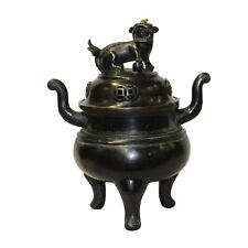 Chinese Oriental Dark Brown Bronze Metal Incense Burner Display cs5523 picture