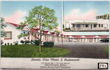 Lincoln View Motel Restaurant Abbottstown Pennsylvania PA 1940s Linen Postcard picture
