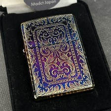 Armor 5 Sides Arabesque Engraved Antique Brass Zippo MIB Rare Velour Case picture