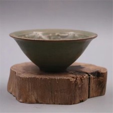 Exquisite Kiln Blue Glaze Carved Small Hat Bowl Home Decoration Ceramic picture