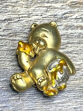 Vintage Danecraft Teddy Bear Brooch Honey Pot Jar GOLD TONE Pin picture