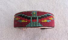 Old Navajo Indian Copper Silver Beaded Beadwork Thunderbird Route 66 Bracelet picture