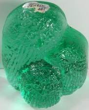Rare Pair Vintage 1970s Blenko Joel Myers Green Blue Glass Owl Trio Bookends  picture
