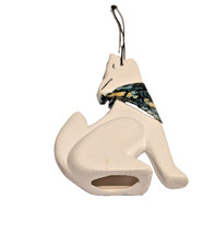 Signed by artist, Southwestern ceramic howling coyote with fabric bandana. picture