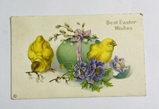 Vintage Easter Postcard 1910s Easter Chicks Antique Holiday Card Stretcher Litho picture