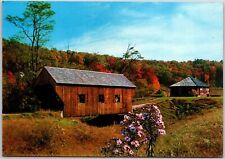Eureka Schoolhouse Springfield Vermont VT Sunburnt Covered Bridge Postcard picture