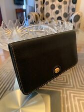 Authentic Dunhill Gold Logo Black Leather Long Bifold Wallet   picture
