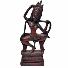 Apsara Khmer Statue Brown Resin Sculpture Ornament Decor Angkor Wat Style picture