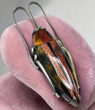 Antique Art Nouveau Beetle Bug Goldstone Obidome Kimono Belt Sash Slide Jewelry picture