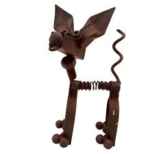 Scrap Metal Dog Sculpture Terrier Brutalist Folk Art Statue OOAK Recycled 11 Inc picture
