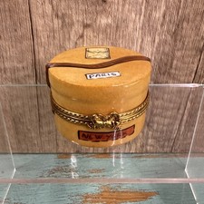 Limoges France Peint Main Paris New York San Francisco Hatbox w/ Trinket Signed picture