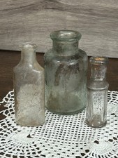 Lot of 3 Vintage Glass Bottles, Small Apothecary Jars picture