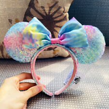 2021 Sequin Pastel Rainbow Tie Dye Headband Ears Disney Parks Minnie Mouse US picture