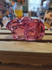 Vintage Indiana Glass Cranberry Pink Rabbit Bunny Votive Candle Holder picture