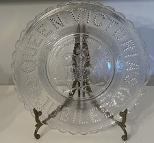 Antique 1887 Queen Victoria Golden Jubilee Pressed  Glass God Save Our Queen 10