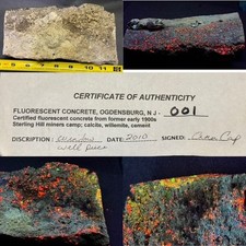 UNCOMMON FLUORESCENT CONCRETE W/ CERT. OF AUTHENTICITY ,STERLING HILL, N.J. picture