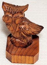 Rustic Owl Hand Carved Figurine Small Wood Carving Wooden Statue 4