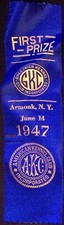AKC Dog Show First Prize Ribbon Greenwich Kennel Club 1947 Armonk NY picture