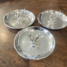 Vintage Hamilton set of 3 Crome plated pincherette ashtrays picture