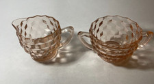 Jeannette Pink depression glass cream and sugar, 3.5x2.5