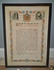 Vintage 1949 Original Oath of a Freeman Certificate Coventry Wall Hanging 26x19