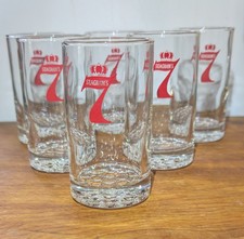 Vtg Set 6 Seagrams 7 Crown Highball Glasses Heavy Bubble Bottom Barware PRISTINE picture