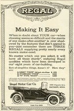 🚗 Regal Motor Car Co. (c.1915) Vintage Ad Poster - 24x36” - Premium 💎 Art picture