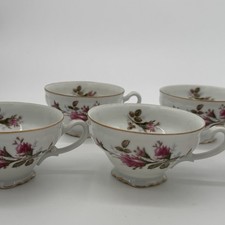 Vintage Royal Rose Fine China Japan Teacups Lot Of 7 Pink Floral Gold Trim picture