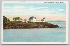 Camden Maine ME Negro Island Light Vintage Postcard Crockett Store c.1920 picture