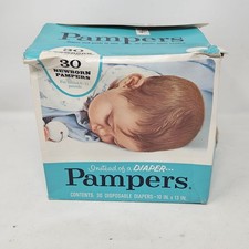 VTG 1960s Original Pampers Newborn Diapers 30 Pk RARE New Open Box 60s Pin Prop picture