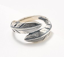 American West Sterling Silver 925 Feather Wrap Band Ring Size 5 picture