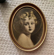 Vintage Light of the World oval framed print, C Bosseron Chambers Christ Child picture