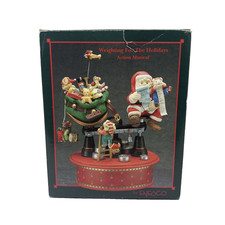 Enesco 1993 Weighting for the Holidays Animated Musical Figurine Works Christmas picture