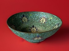 Chinese Champlevé Coisonné Enamel On Bronze? Bowl early 20th Century Ming Mark picture