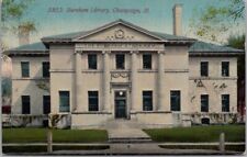 1910s CHAMPAIGN, Illinois Postcard BURNHAM LIBRARY Building / Street View Unused picture