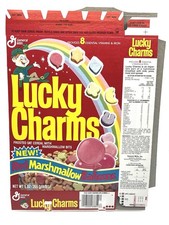 1989 General Mills Lucky Charms cereal box - *NEW* Balloon Marshmallows - UNUSED picture