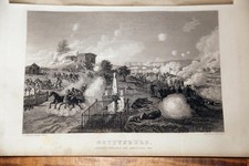 1866 ANTIQUE GREAT REBELLION CIVIL WAR ENGRAVING OF THE BATTLE OF GETTYSBURG picture