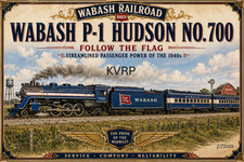 Wabash Railroad P-1 Hudson No. 700  Poster Set Vintage Railway Wall Art 19 x 13 picture