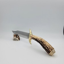Rue Knives USA Custom Bowie 7.5in Clip Point Sambar Stag Brass/copper Hardware picture