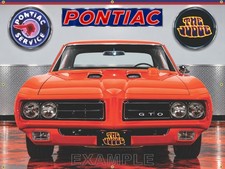 1969 PONTIAC GTO JUDGE CAROUSEL RED FRONT GARAGE SCENE BANNER MURAL PICK SIZE picture