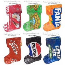 Handmade Stocking Christmas Ornament Recycled Aluminum Can Art You Choose picture
