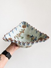 Vintage Japanese Tashiro 田代 Porcelain Ruffled Floral Bowl 10in picture