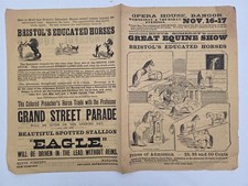 c1860s antique BRISTOL'S EDUCATED HORSES bangor me OPERA HOUSE ad EQUINE SHOW picture