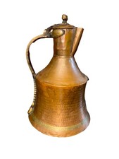 Vintage Antique LARGE  16” Copper Primitive Hand Forged & Hammered Pitcher Jug picture