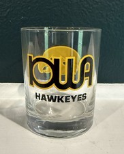 Vintage Iowa Hawkeye Bar Whiskey Tumbler Tigerhawk Cocktail Glass picture