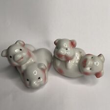 Vintage Ceramic Porcelain White Pinkish Hugging Playing Pigs 2.5