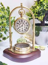 Antique Brass Desk Table Clock Mechanical Vintage Table Top Decorative Gift picture