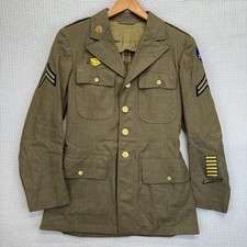 Men's WWII 1940s Wool US Army Tunic Uniform Jacket WW2 Army Pacific Green Med picture