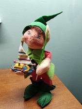 Vintage Annalee stuffed doll Christmas elf with boat paintbrush 10 1/2
